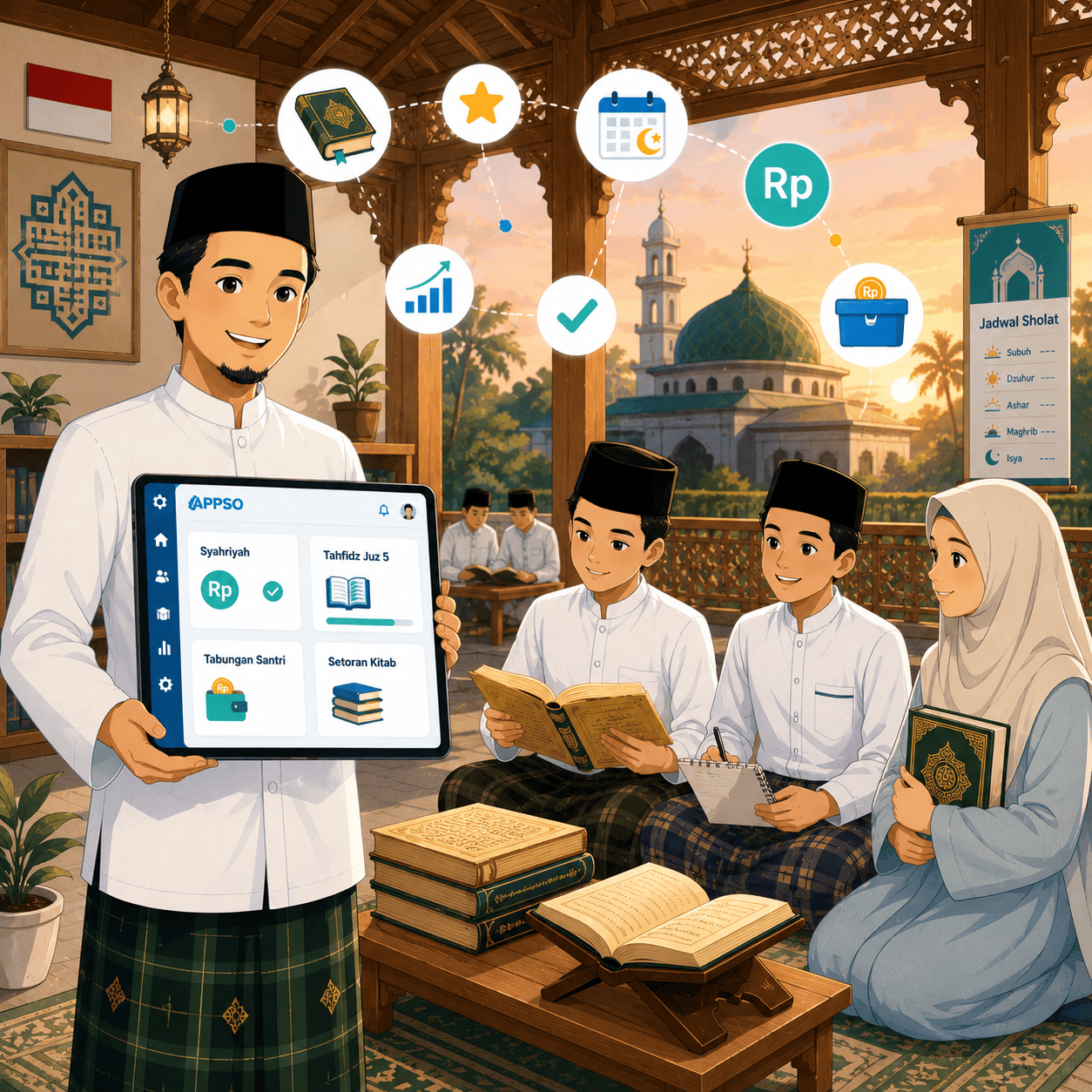 Suasana pondok pesantren modern yang menggunakan Sistem Informasi Pesantren APPSO